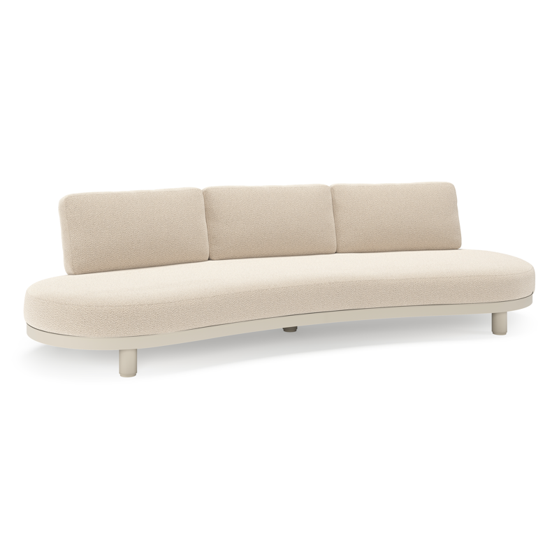 Canapé de jardin Donato en aluminium beige et coussins en all weather sunbrella® luxe Lopi Sand
