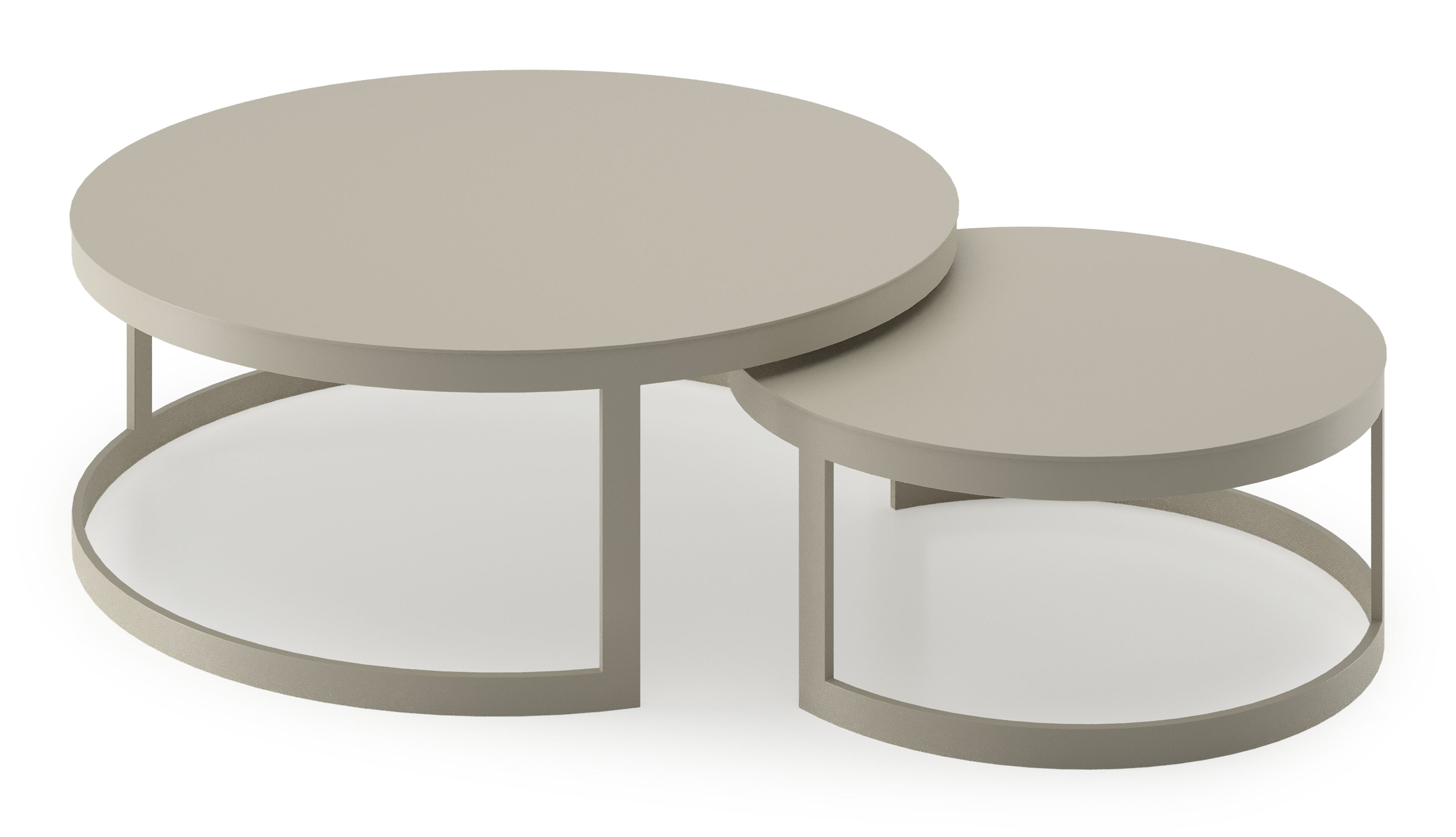 Enna loungetafels in beige aluminium - Dia. 100 x H 37 cm, Dia. 70 x H 30 cm