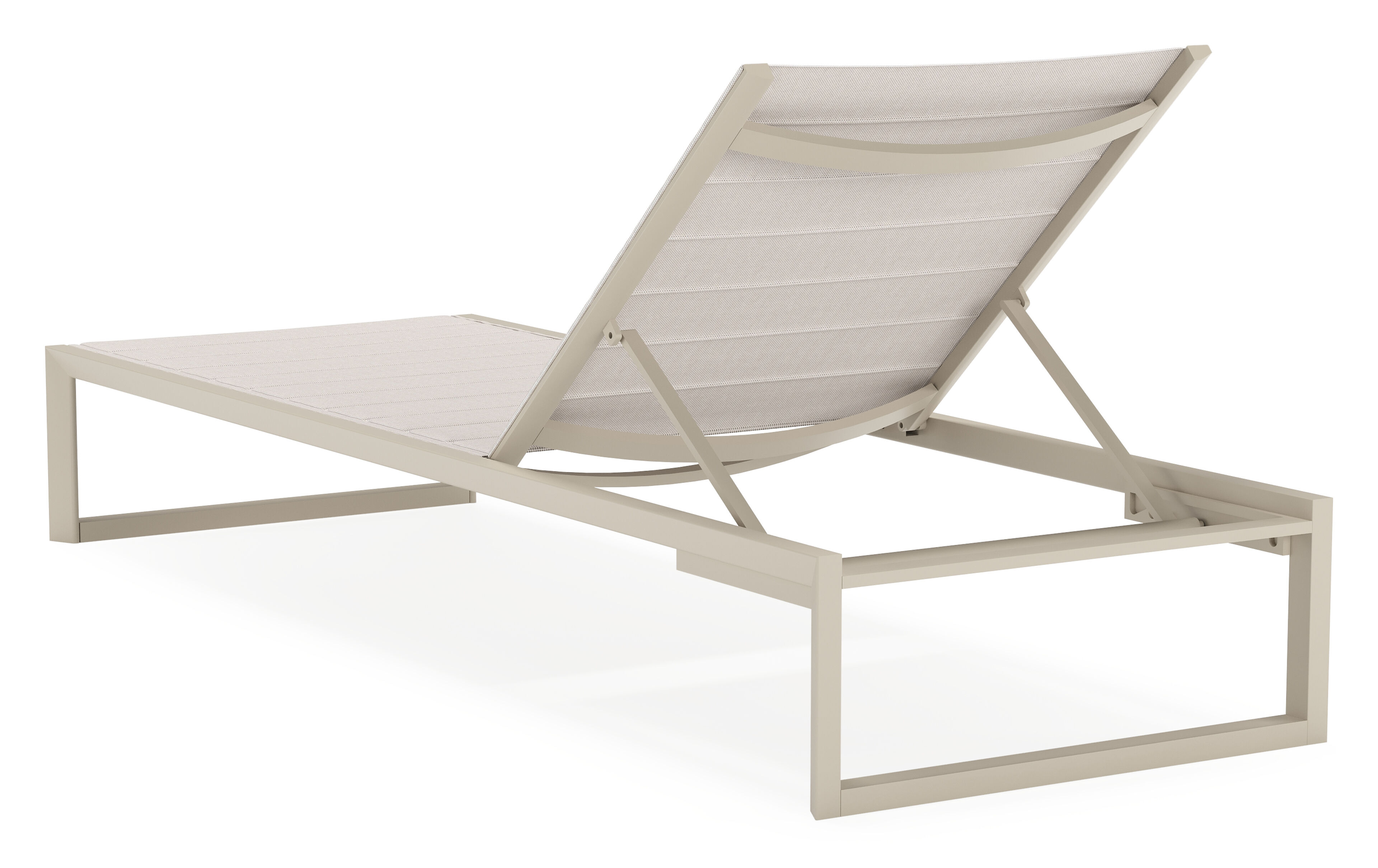 Chaise longue réglable Cirello en aluminium beige et textilène confort beige