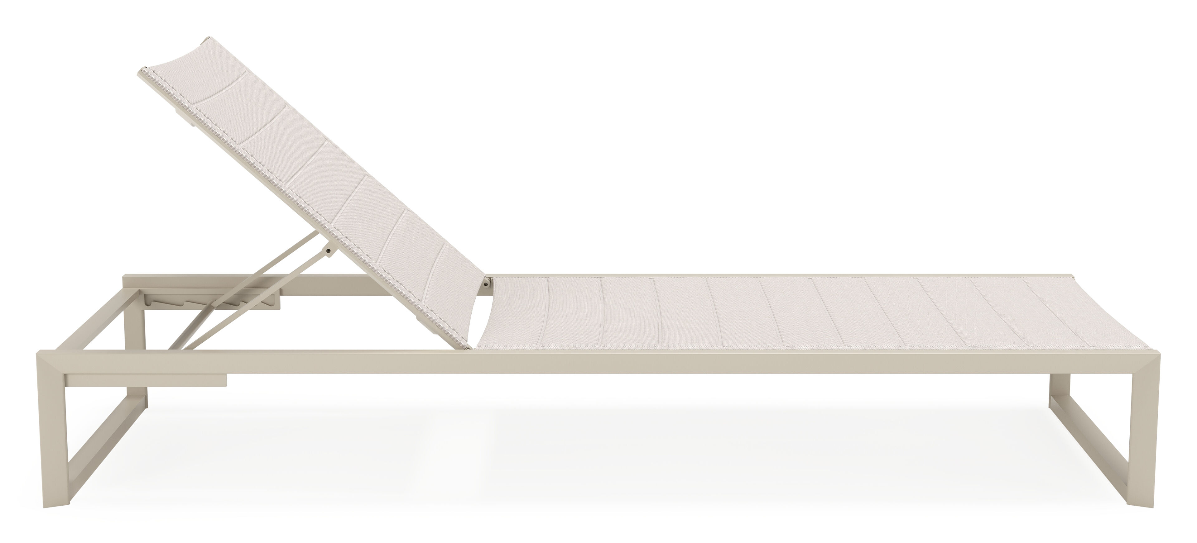 Chaise longue réglable Cirello en aluminium beige et textilène confort beige
