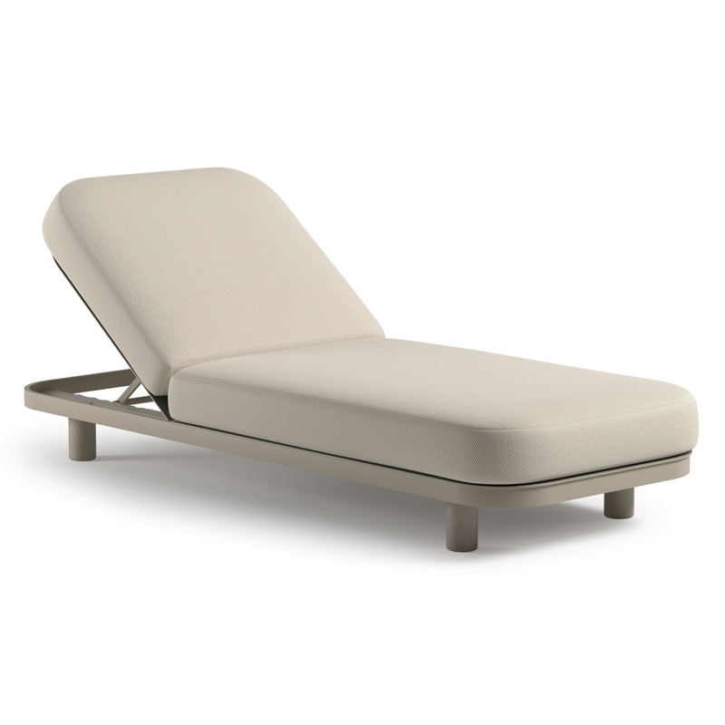 Chaise longue réglable Donato en aluminium beige avec All Weather Sunbrella® luxe lopi marble coussin