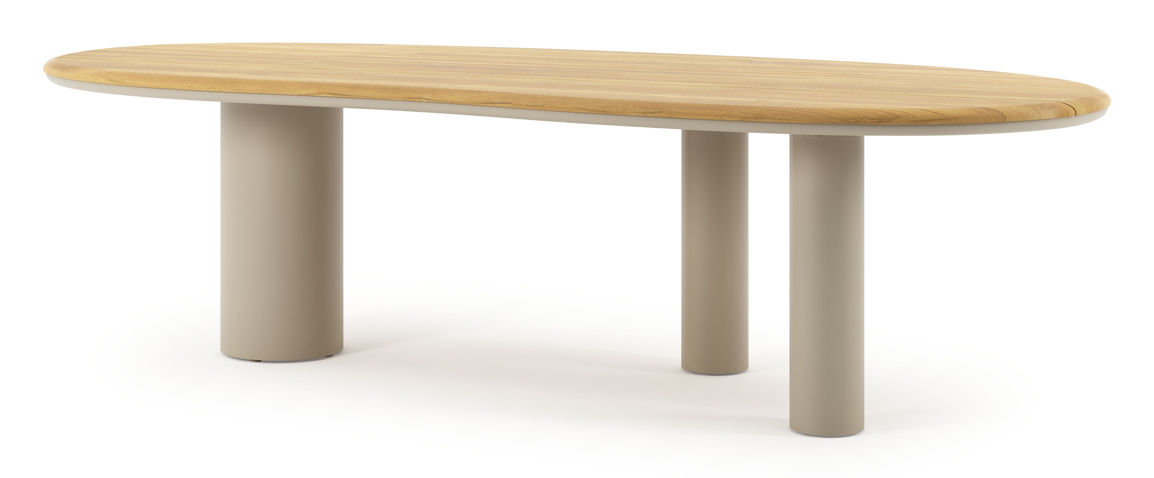 Table de jardin Organo organique en aluminium beige et teck Lg. 280 x Lrg. 120 x Haut. 74 cm