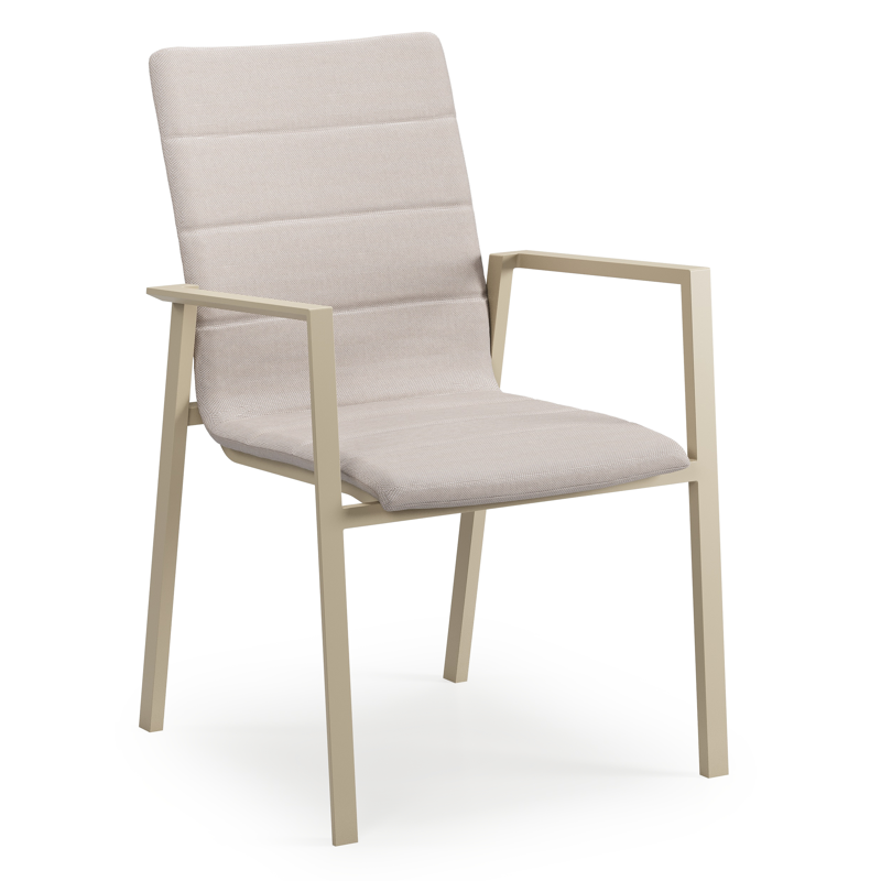 Chaise de jardin Cirello en aluminium beige et textilène de luxe beige