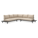 Salon de jardin d'angle Bolzano en aluminium noir avec coussins en weather+ softtouch rustic