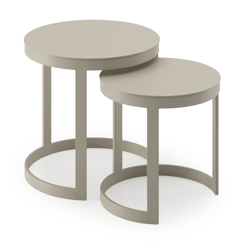Enna loungetafels in beige aluminium - Dia. 44 x H. 64 cm + Dia. 52 x H. 52cm - Dia. 44 x H 64 cm + Dia. 52 x H 52cm