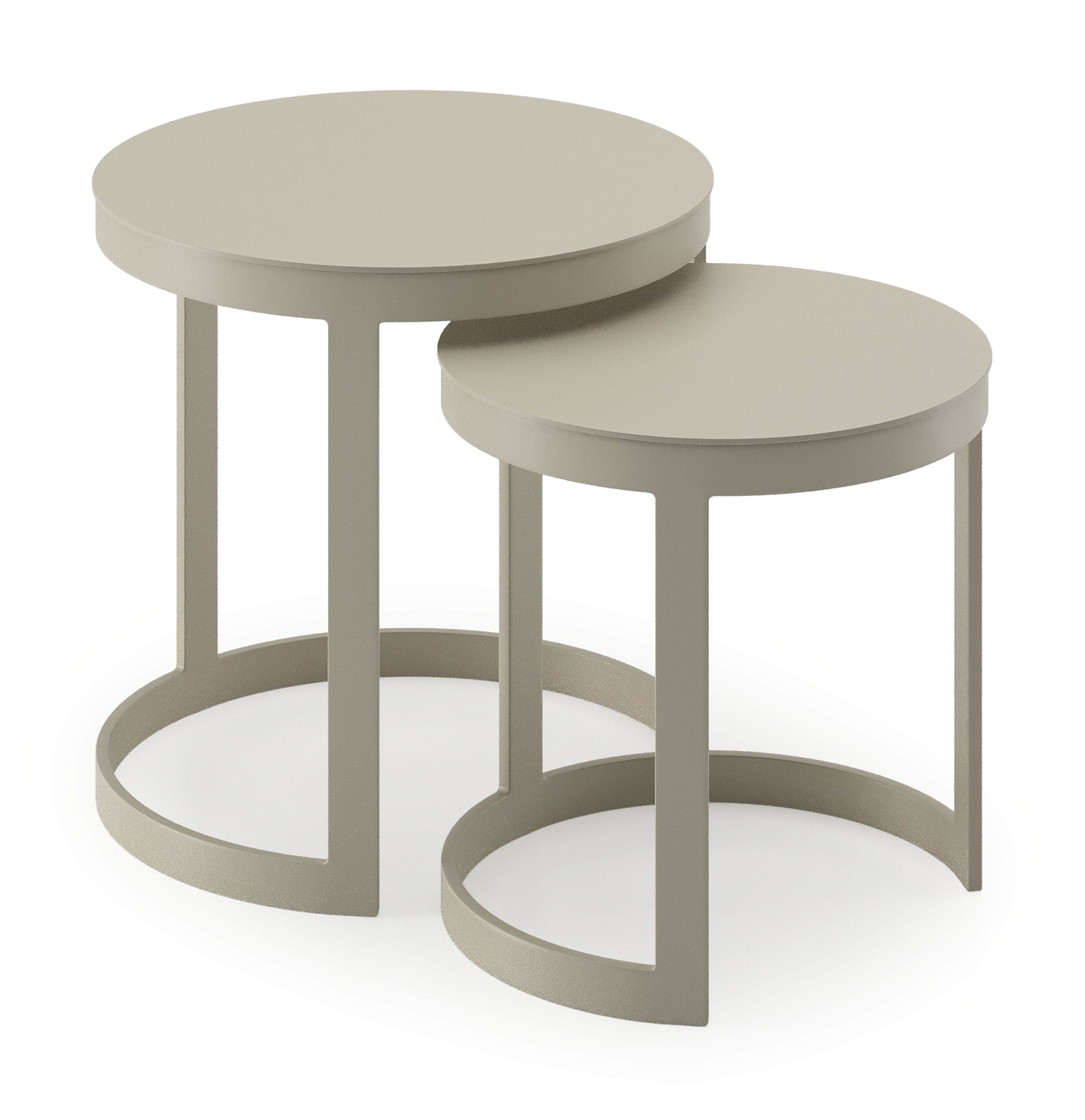 Enna loungetafels en aluminium beige - Diam. 44 x Haut. 64 cm + Diam. 52 x Haut. 52cm
