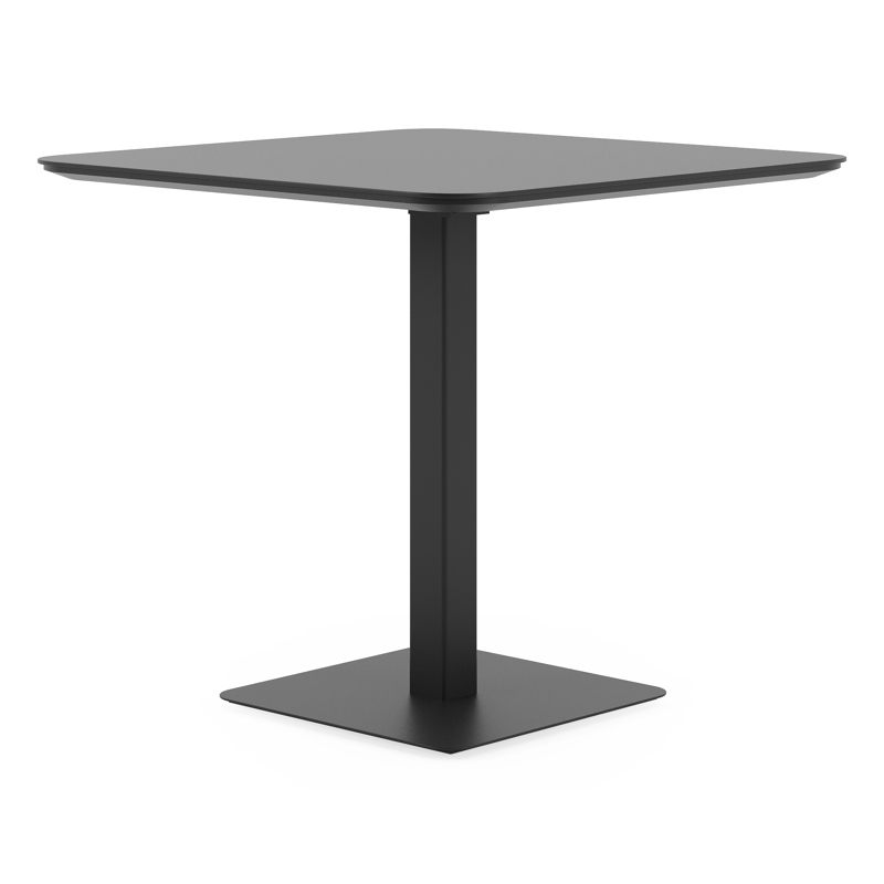 Table de jardin Fano inclinable carré arrondi en aluminium noir - Lg. 80 x Lrg. 80 x Haut. 73 cm