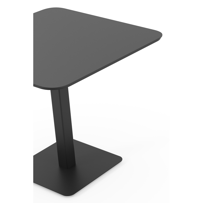 Table de jardin Fano inclinable carré arrondi en aluminium noir - Lg. 80 x Lrg. 80 x Haut. 73 cm