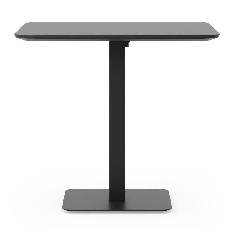 Table de jardin Fano inclinable carré arrondi en aluminium noir - Lg. 80 x Lrg. 80 x Haut. 73 cm