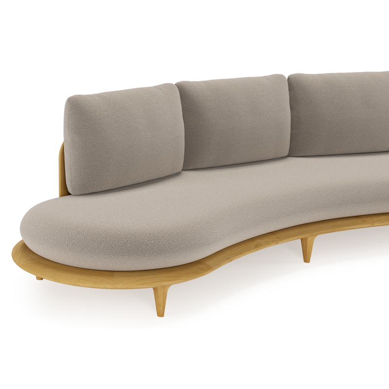 Bomero loungeset in teak met savane coconut all weather sunbrella® luxe kussen
