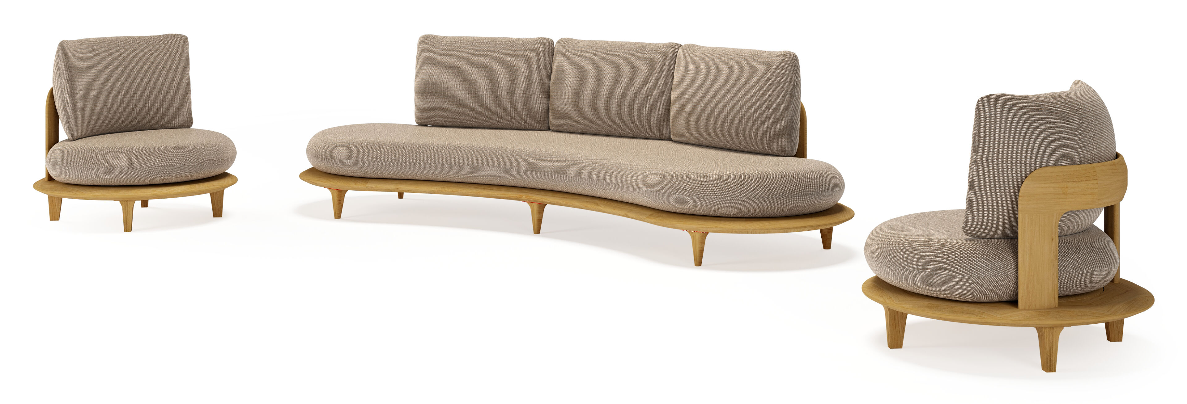 Bomero loungeset in teak met firenze earth all weather solica kussen