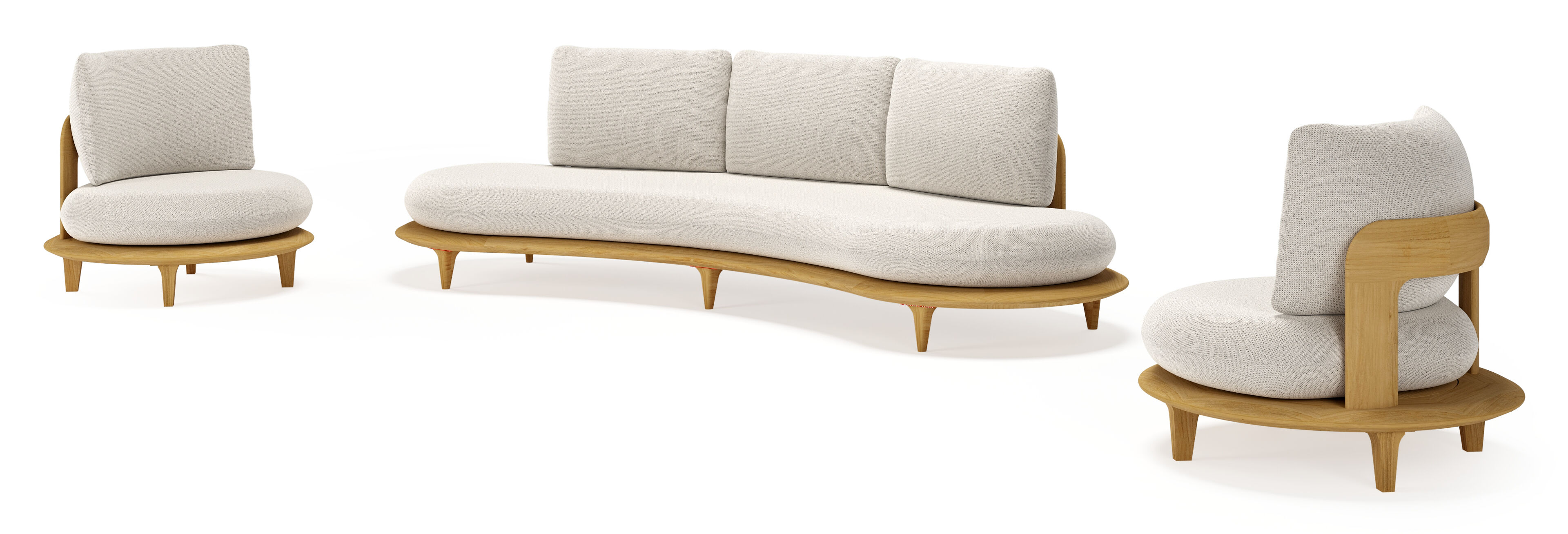 Bomero loungeset in teak met firenze natural all weather solica kussen