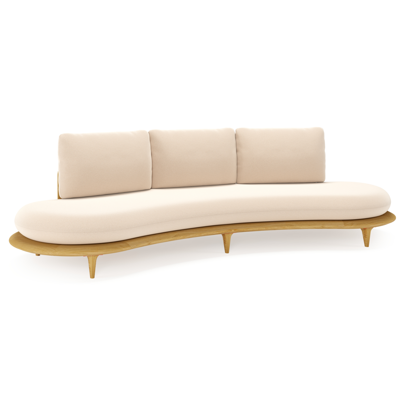 Bomero loungebank in teak met natte linen chalk all weather sunbrella® luxe kussen