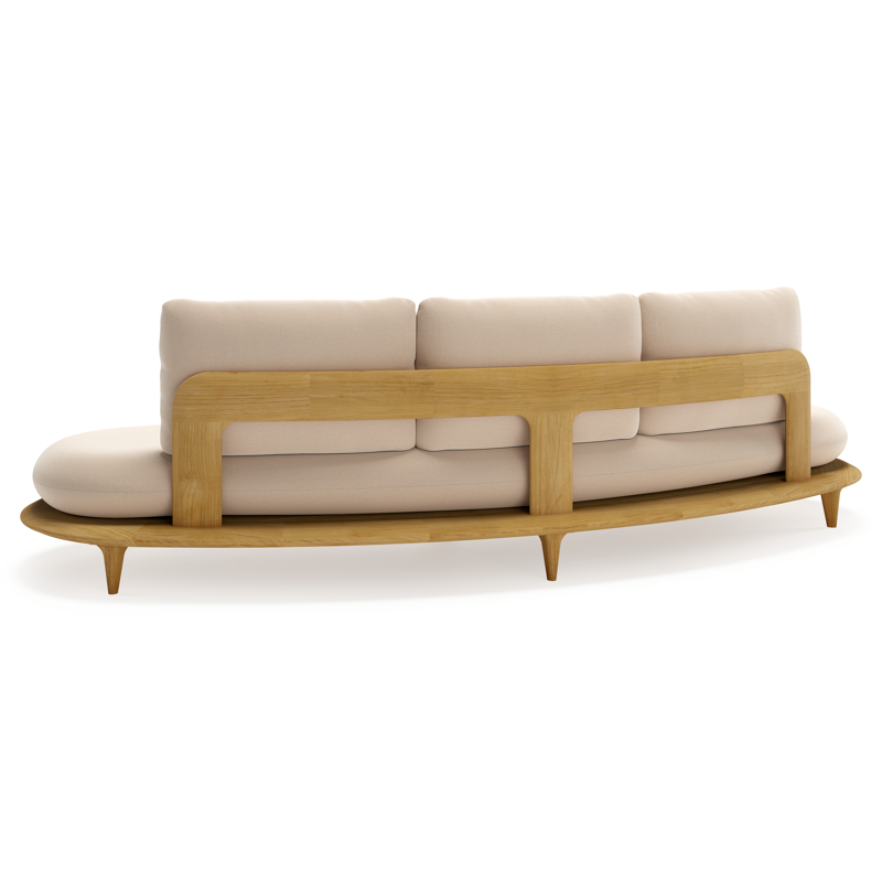 Bomero loungebank in teak met natte linen chalk all weather sunbrella® luxe kussen
