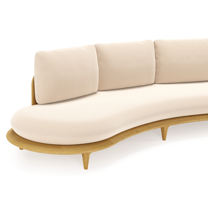 Bomero loungebank in teak met natte linen chalk all weather sunbrella® luxe kussen