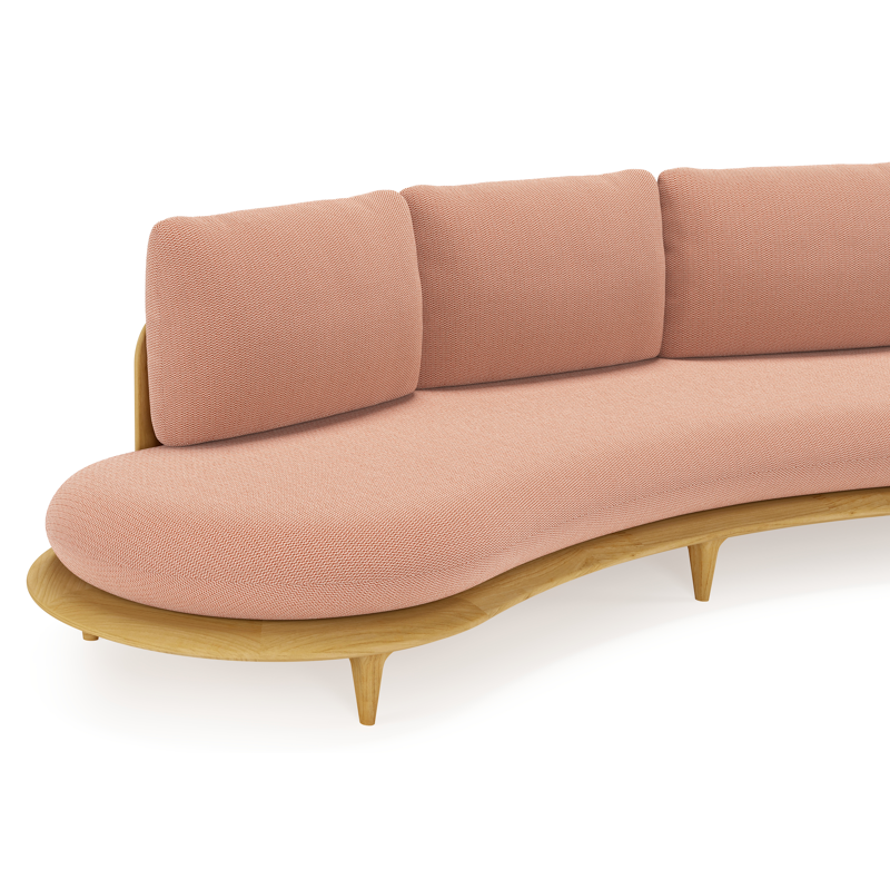 Bomero loungebank in teak met lopi fawn all weather sunbrella® luxe kussen