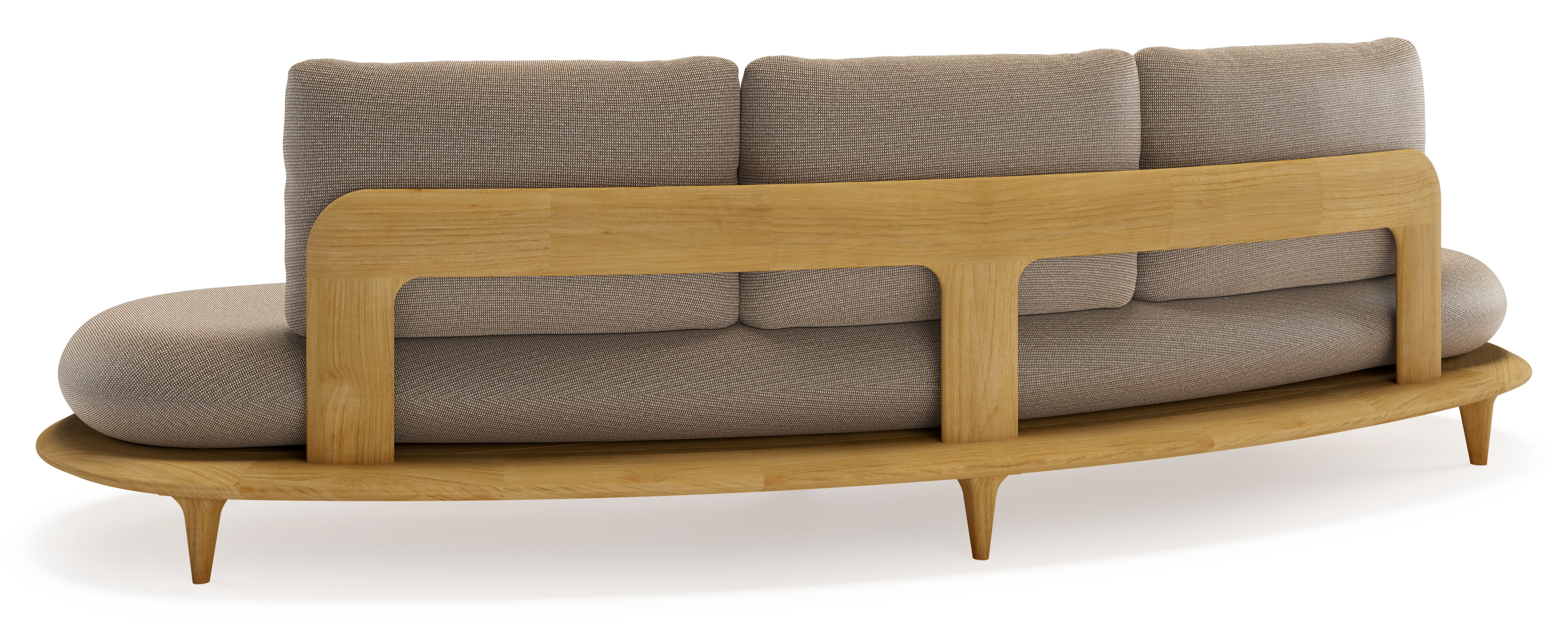 Canape de jardin Bomero en teck et coussins en all weather solica firenze earth