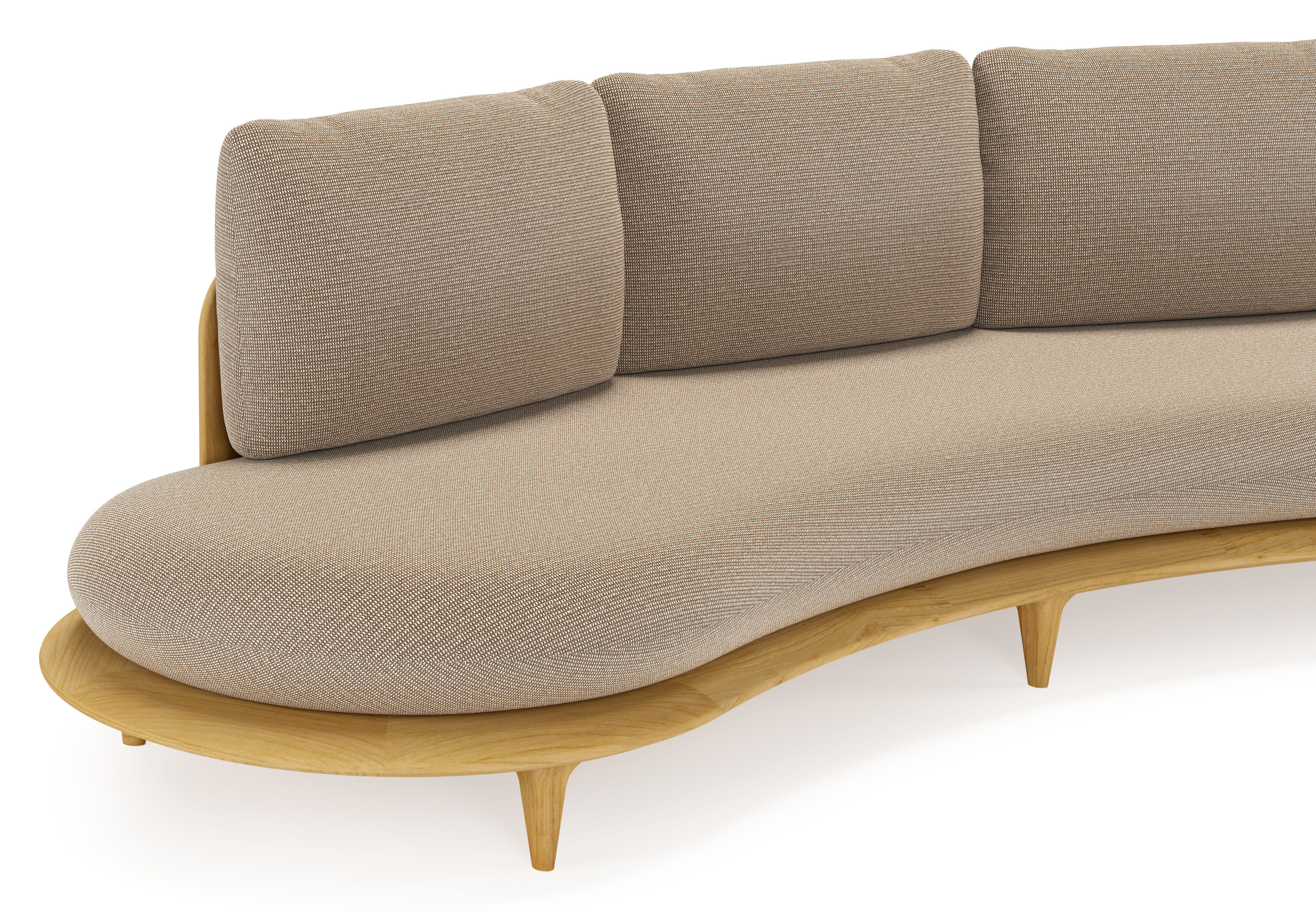 Canape de jardin Bomero en teck et coussins en all weather solica firenze earth