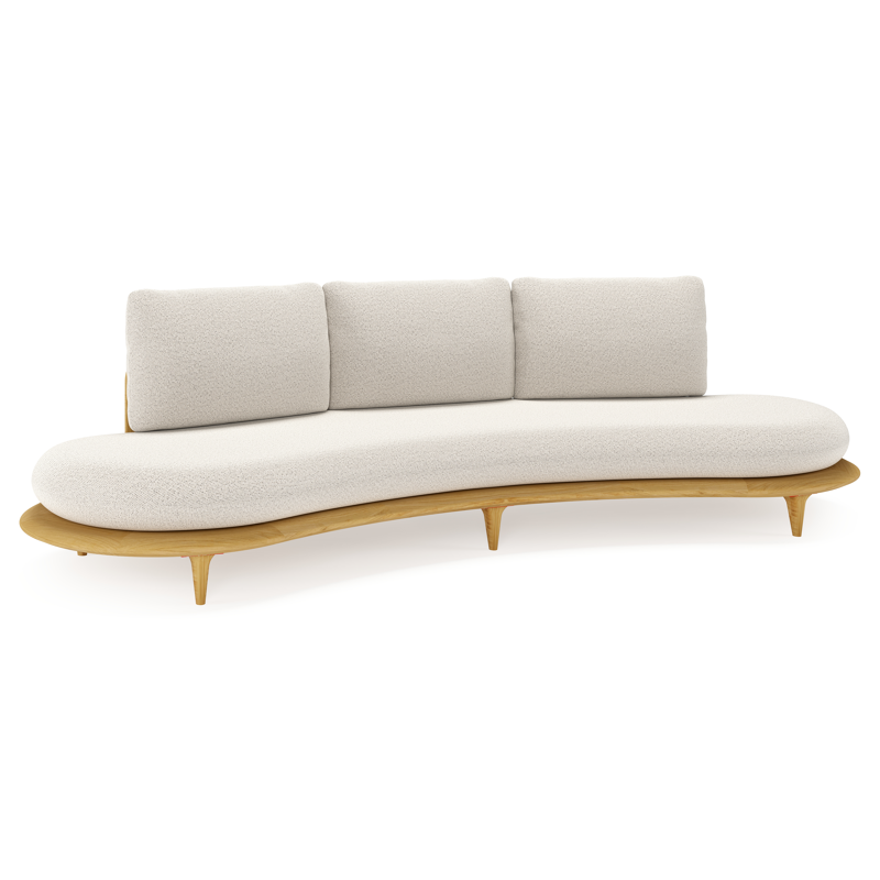 Bomero loungebank in teak met firenze natural all weather solica kussen