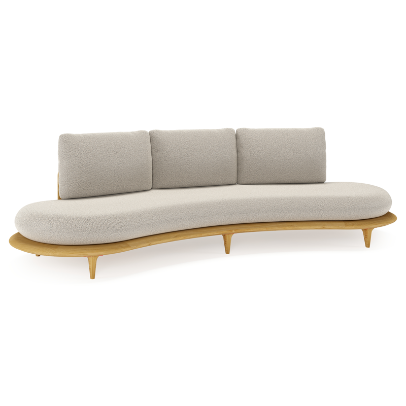 Bomero loungebank in teak met firenze sand all weather solica kussen