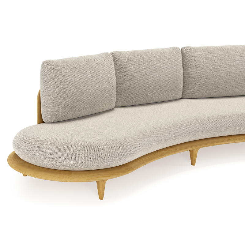 Bomero loungebank in teak met firenze sand all weather solica kussen