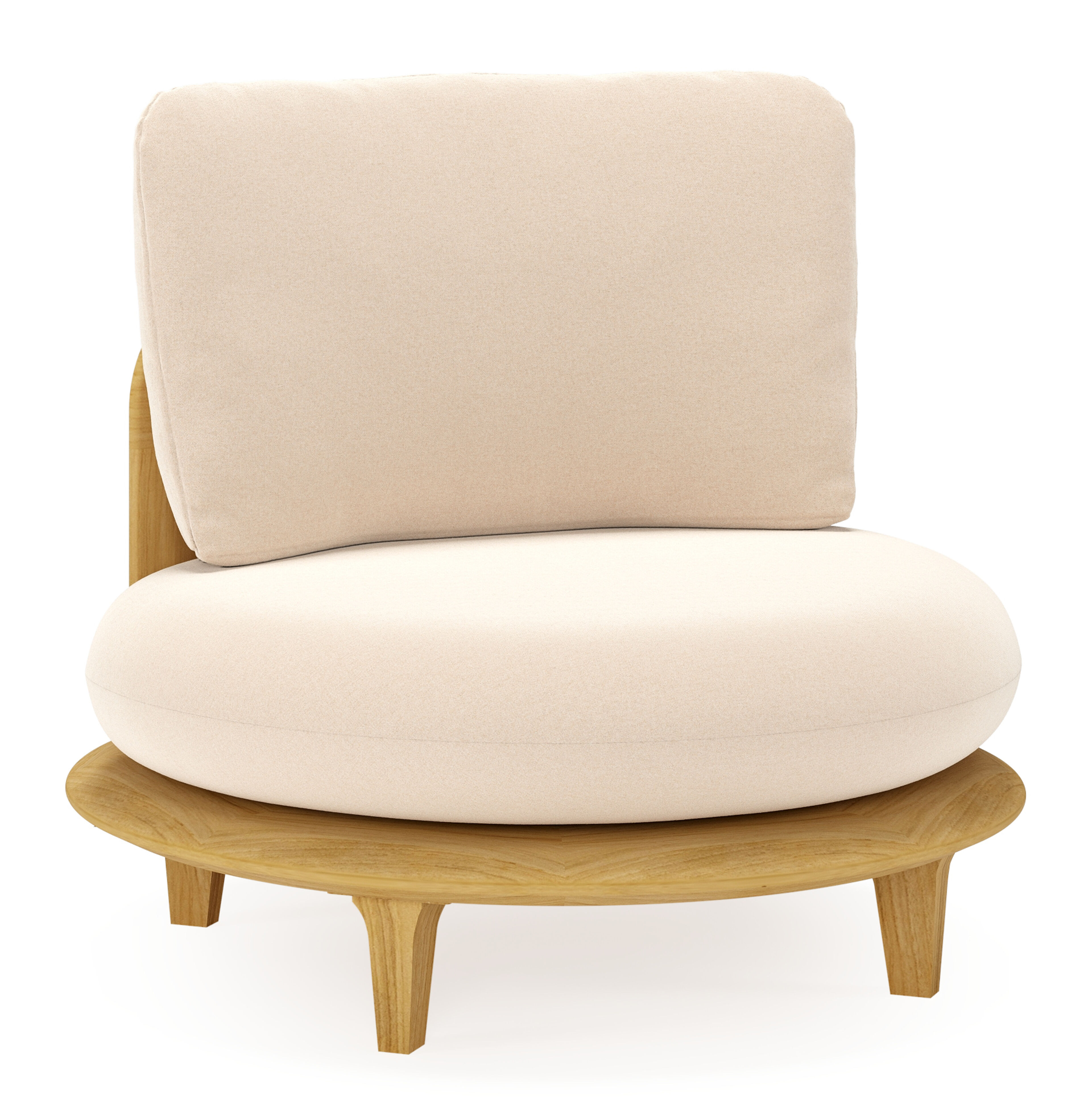 Bomero loungestoel in teak met natte linen chalk all weather sunbrella® luxe kussen