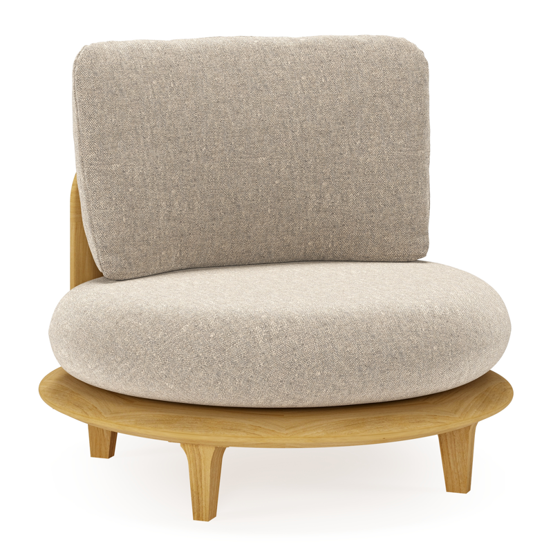 Bomero loungestoel in teak met chartres pewter all weather sunbrella® luxe kussen