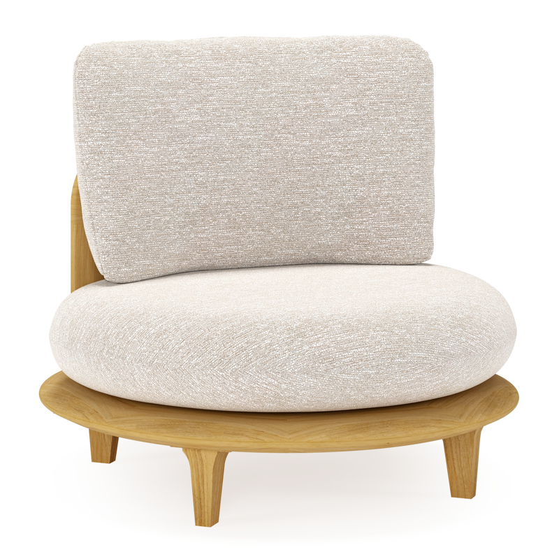 Bomero loungestoel in teak met tundra sand all weather sunbrella® luxe kussen