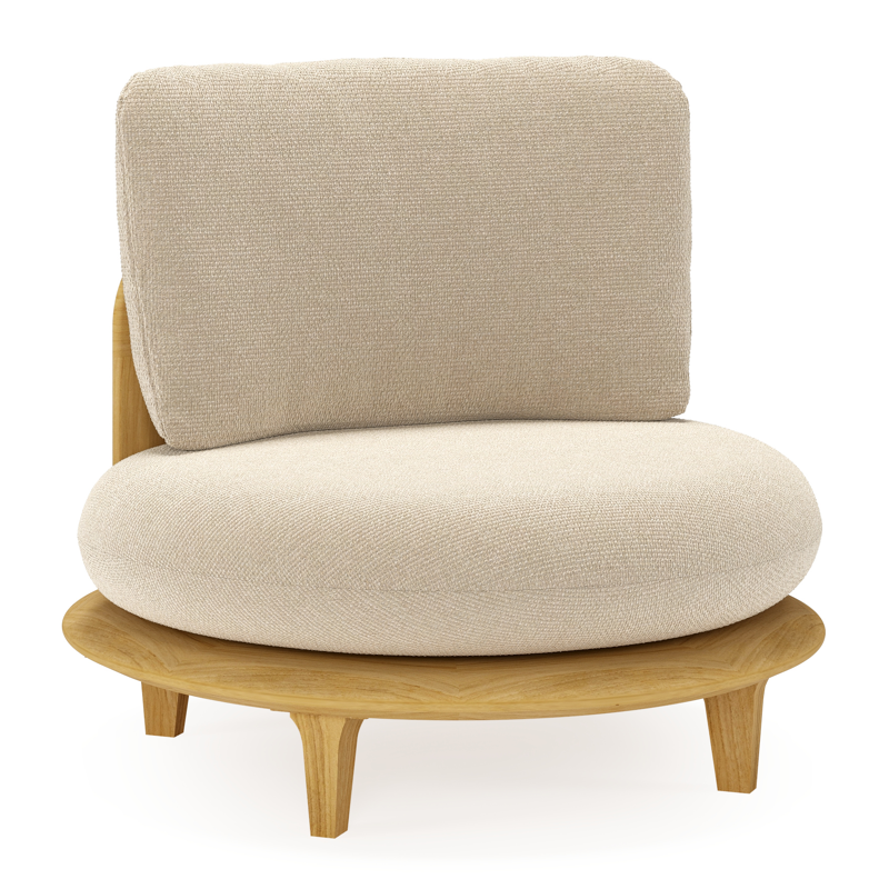 Bomero loungestoel in teak met althea chalk all weather cosytica kussen
