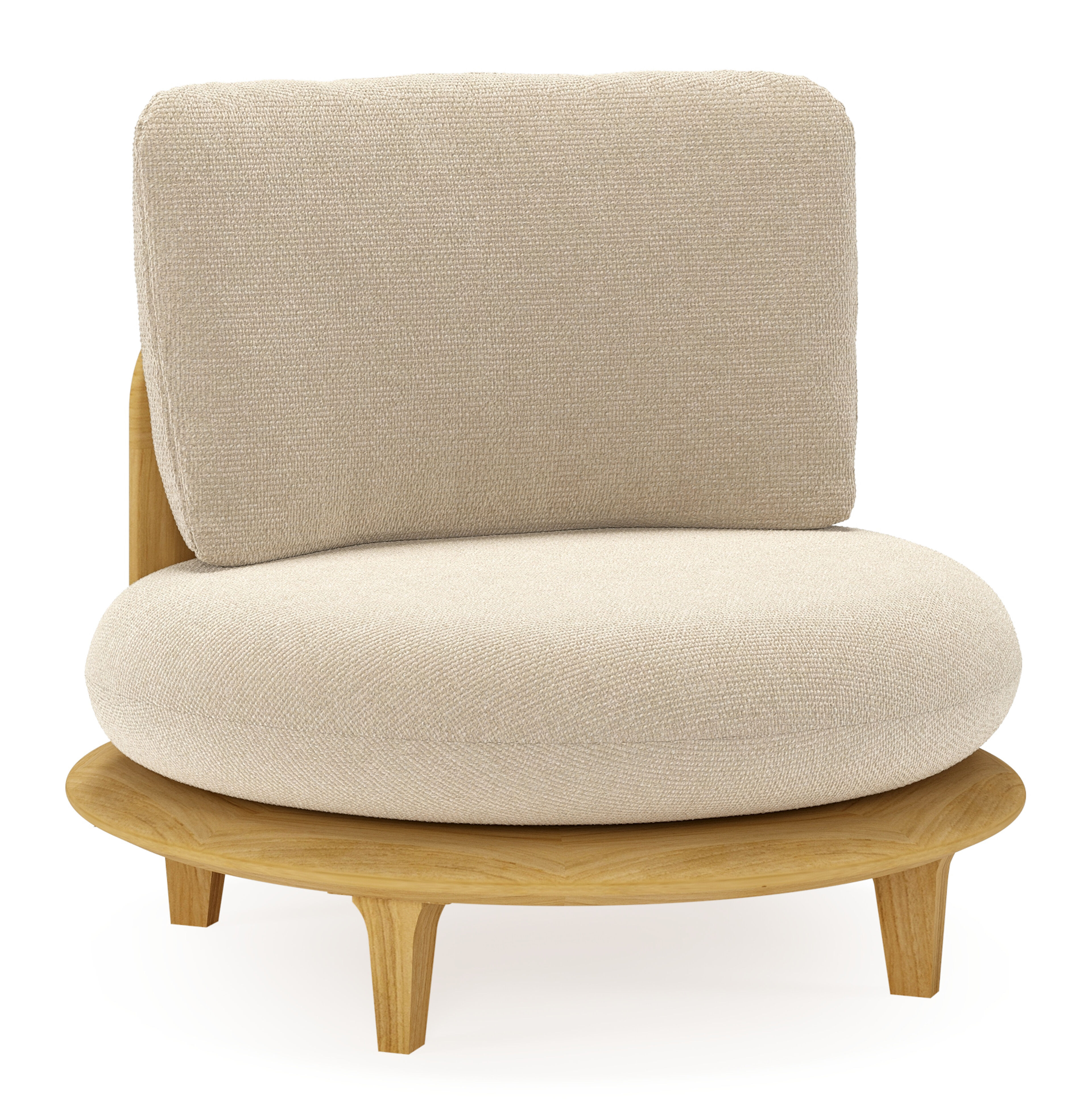 Bomero loungestoel in teak met althea chalk all weather cosytica kussen