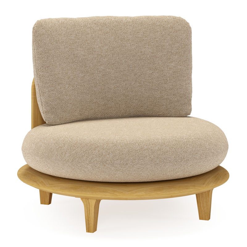 Bomero loungestoel in teak met madagascar oak all weather cosytica kussen