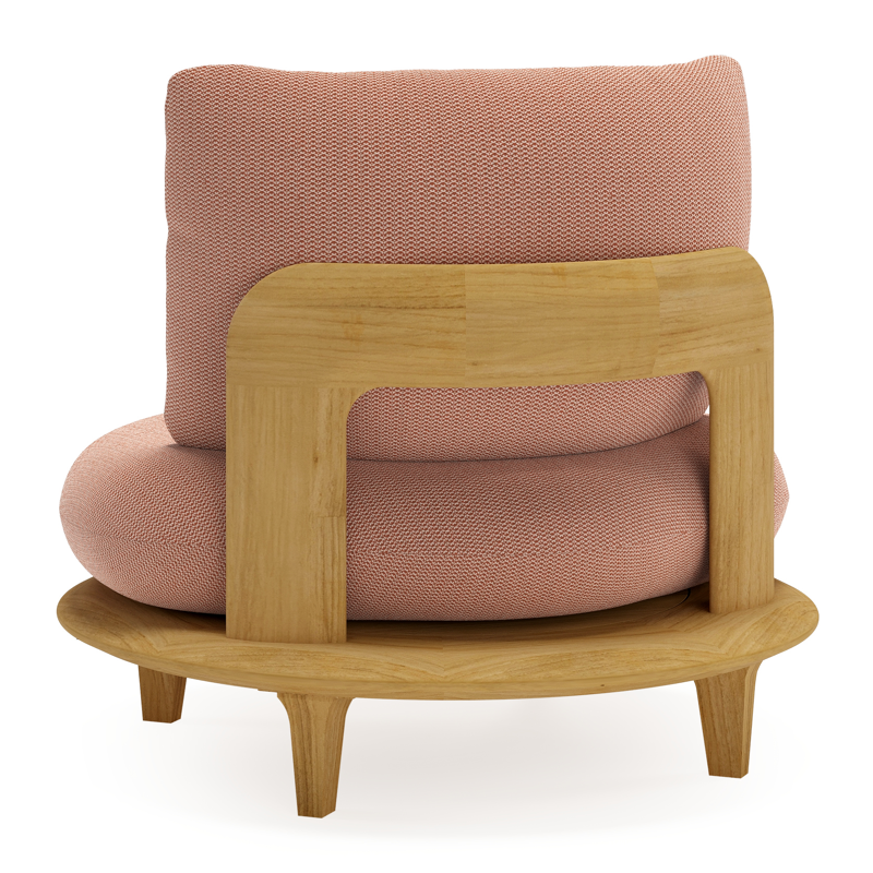 Bomero loungestoel in teak met lopi fawn all weather sunbrella® luxe kussen
