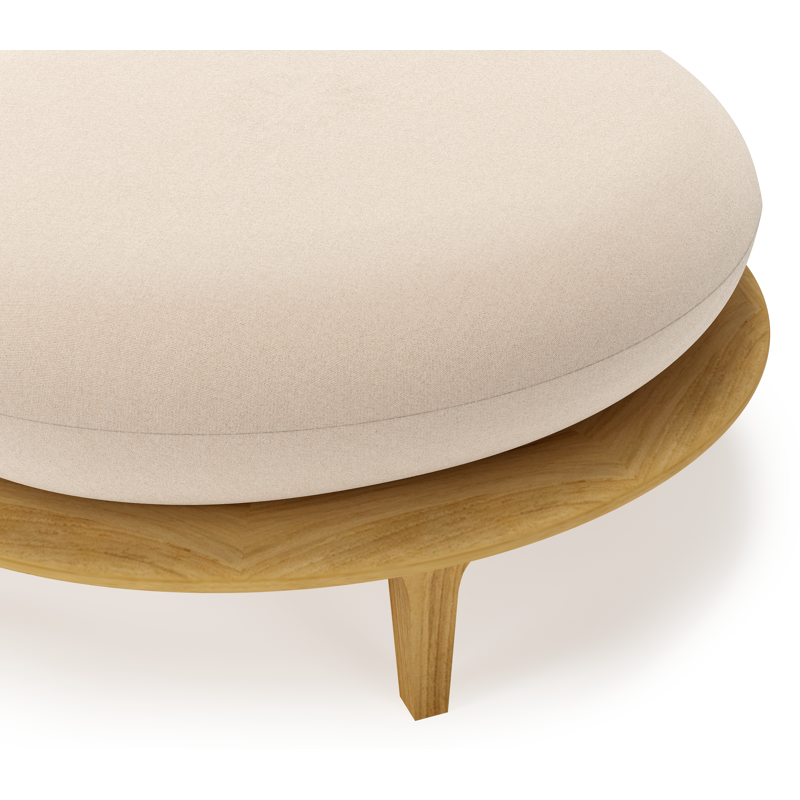 Bomero poef in teak met natte linen chalk all weather sunbrella® luxe kussen