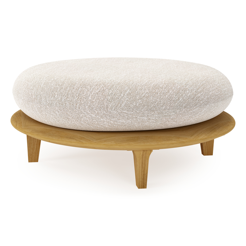Bomero poef in teak met tundra sand all weather sunbrella® luxe kussen