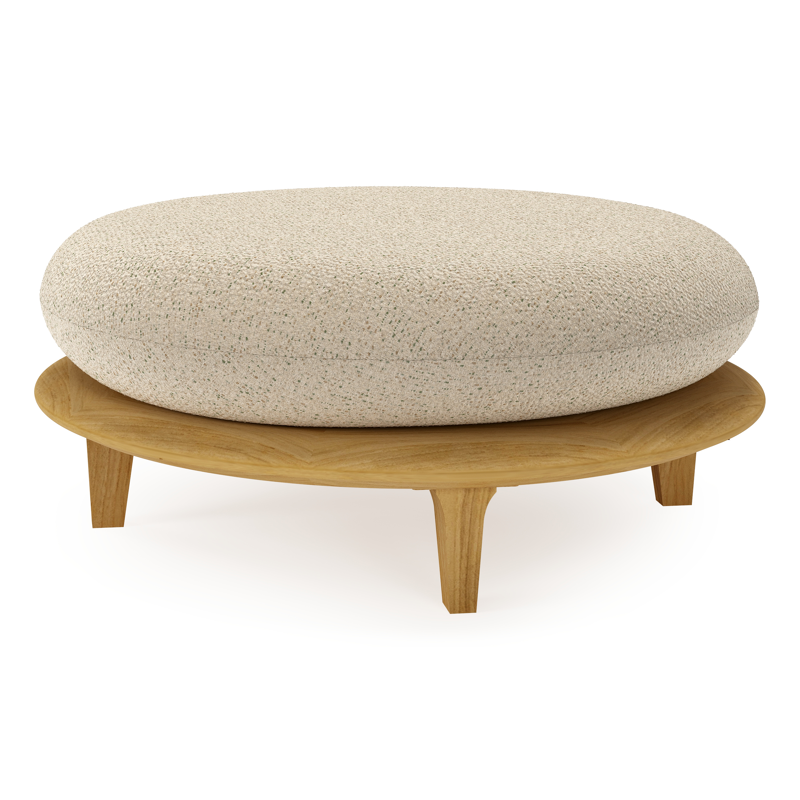 Pouf Bomero en teck et coussins en all weather cosytica bora forest