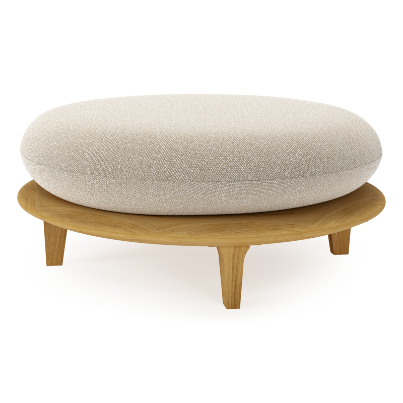 Bomero poef in teak met marbella ecru all weather cosytica kussen