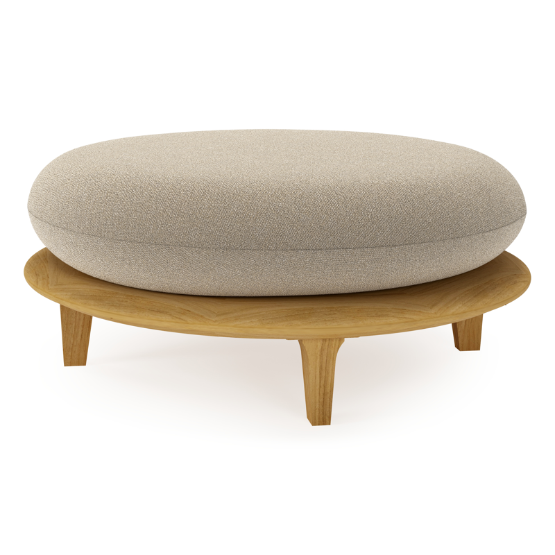 Bomero poef in teak met marbella sand all weather cosytica kussen