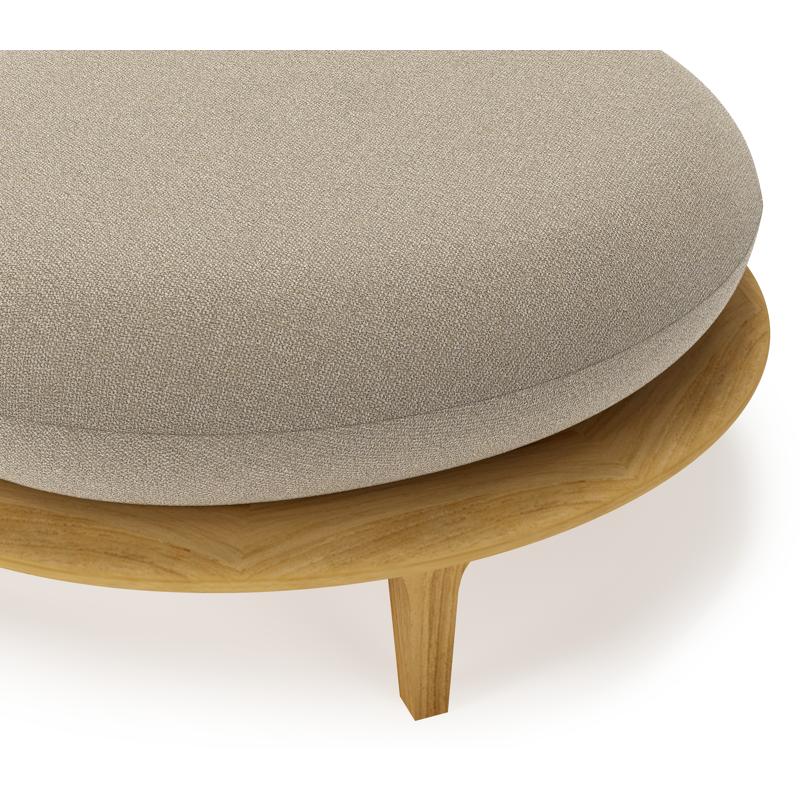 Bomero poef in teak met marbella sand all weather cosytica kussen