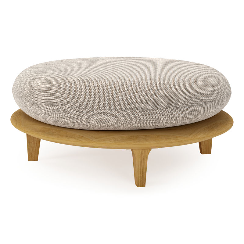 Bomero poef in teak met lopi fossil all weather sunbrella® luxe kussen