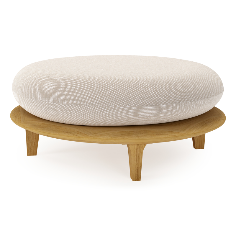 Bomero poef in teak met slow farafra all weather sunbrella® luxe kussen