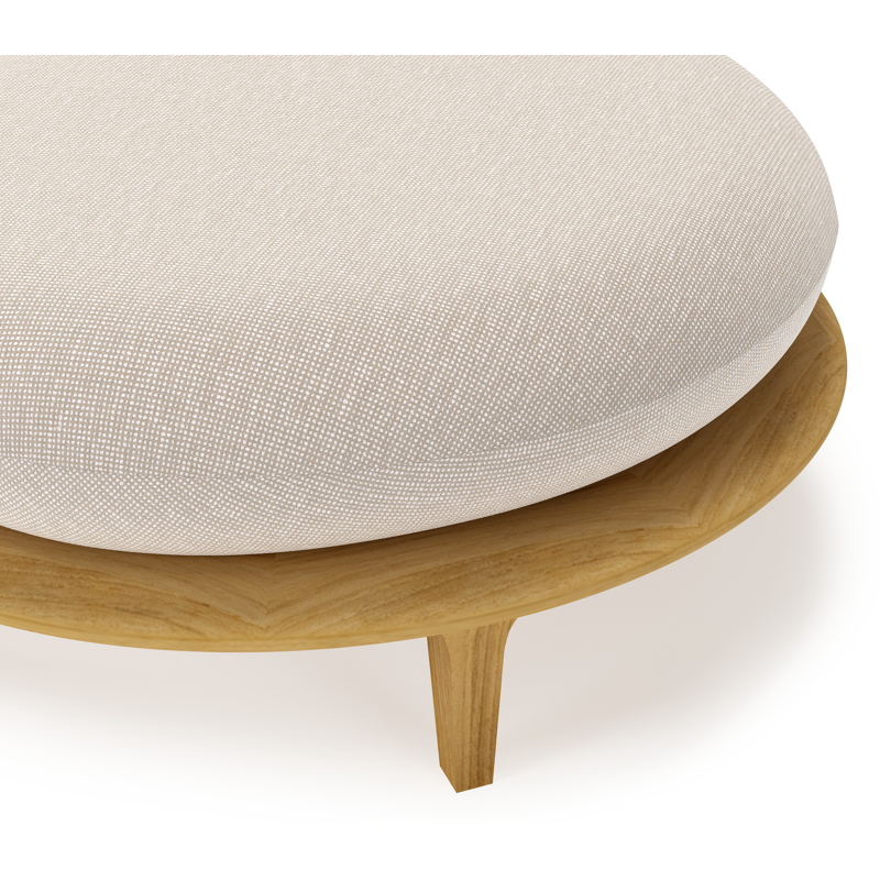 Bomero poef in teak met slow farafra all weather sunbrella® luxe kussen