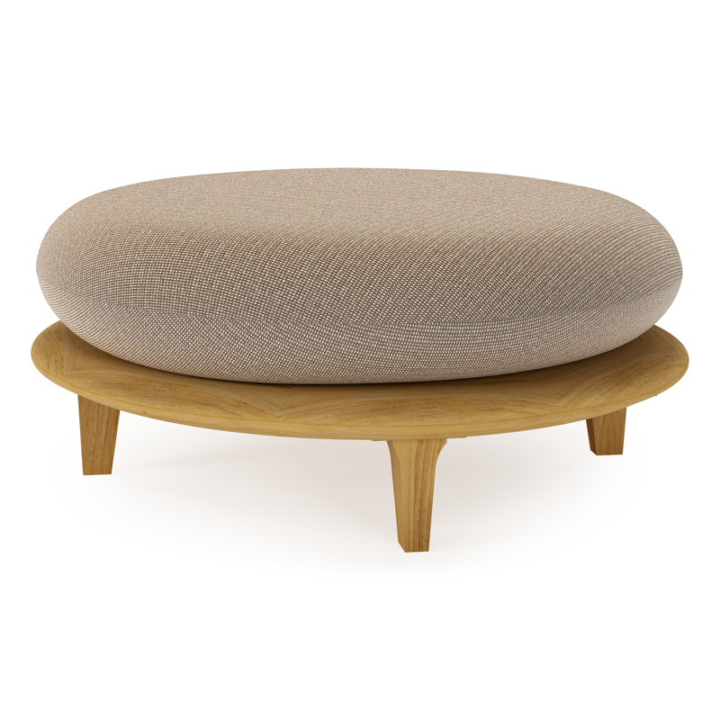 Bomero poef in teak met firenze earth all weather solica kussen