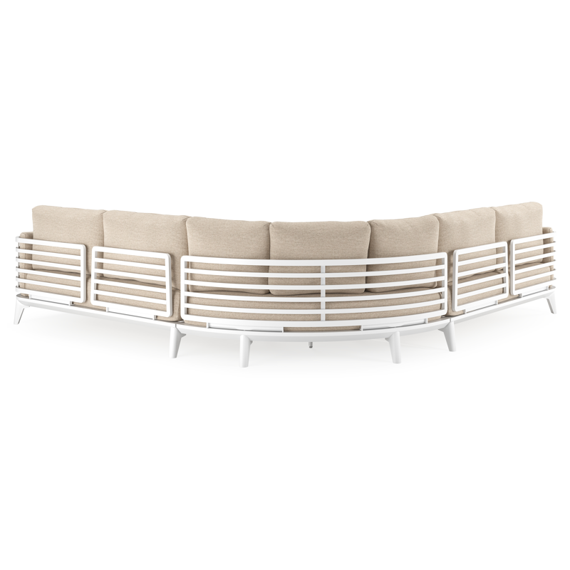 Salon de jardin d'angle Mosa en aluminium blanc avec coussins en weather+ softtouch rustic