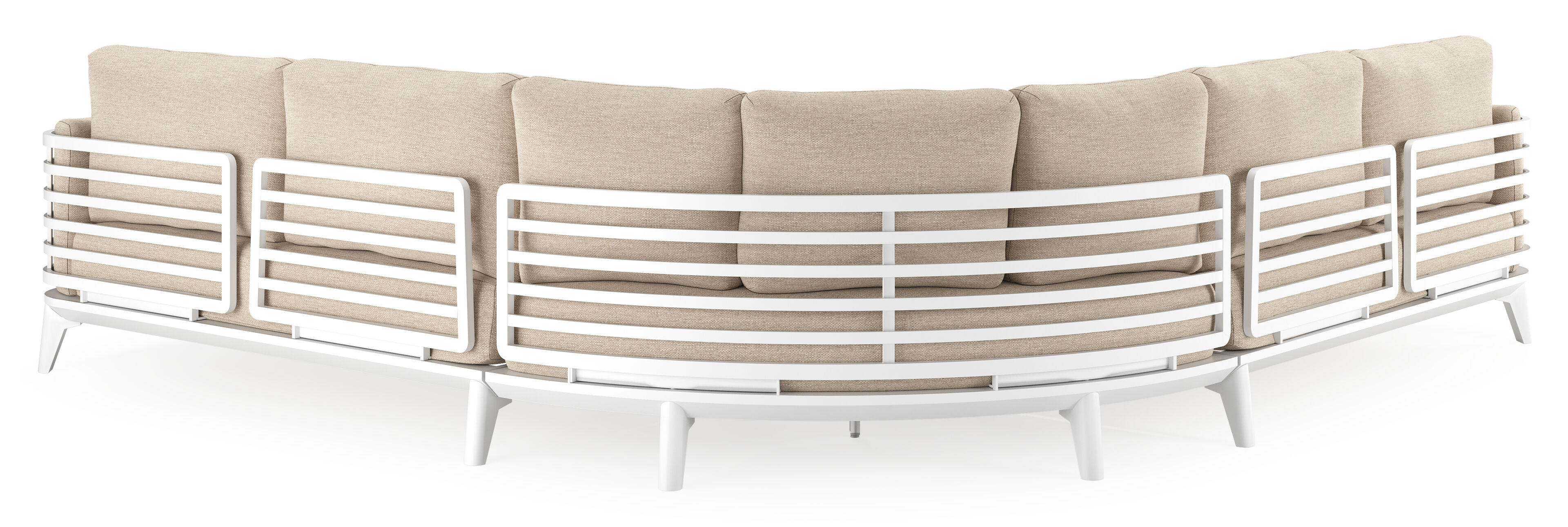 Salon de jardin d'angle Mosa en aluminium blanc avec coussins en weather+ softtouch rustic