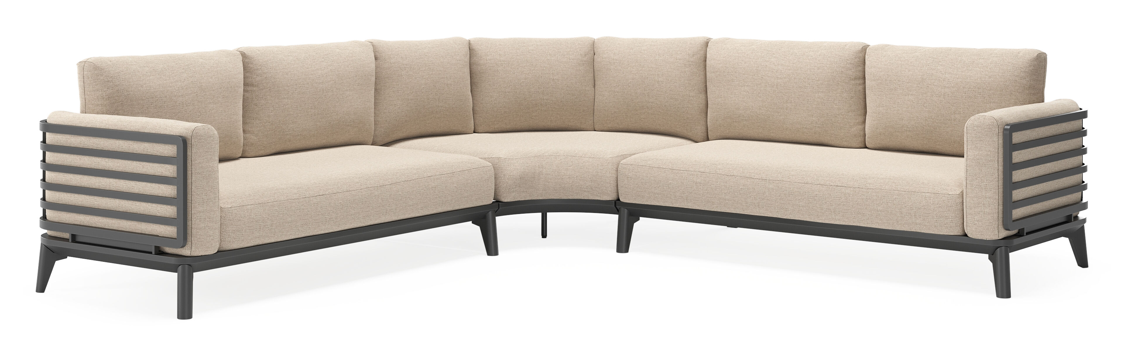 Mosa loungehoek in zwart aluminium met rustic weather+ softtouch kussens