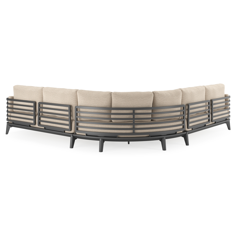 Salon de jardin d'angle Mosa en aluminium noir avec coussins en weather+ softtouch rustic