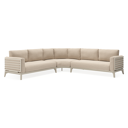 Salon de jardin d'angle Mosa en aluminium beige avec coussins en weather+ softtouch rustic
