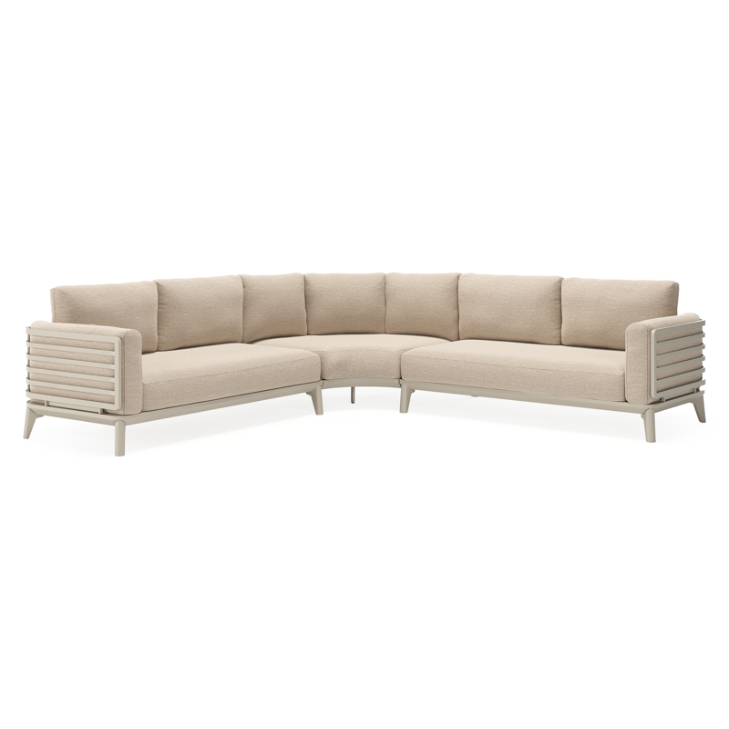 Salon de jardin d'angle Mosa en aluminium beige avec coussins en weather+ softtouch rustic