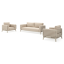 Salon de jardin Mosa en aluminium beige avec coussins en weather+ softtouch rustic