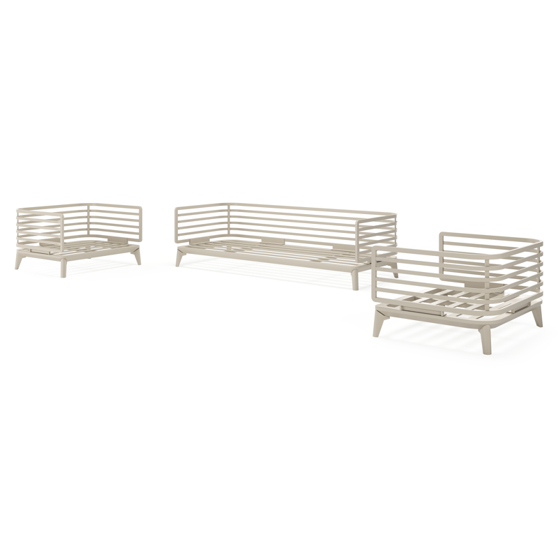 Salon de jardin Mosa en aluminium beige avec coussins en weather+ softtouch rustic